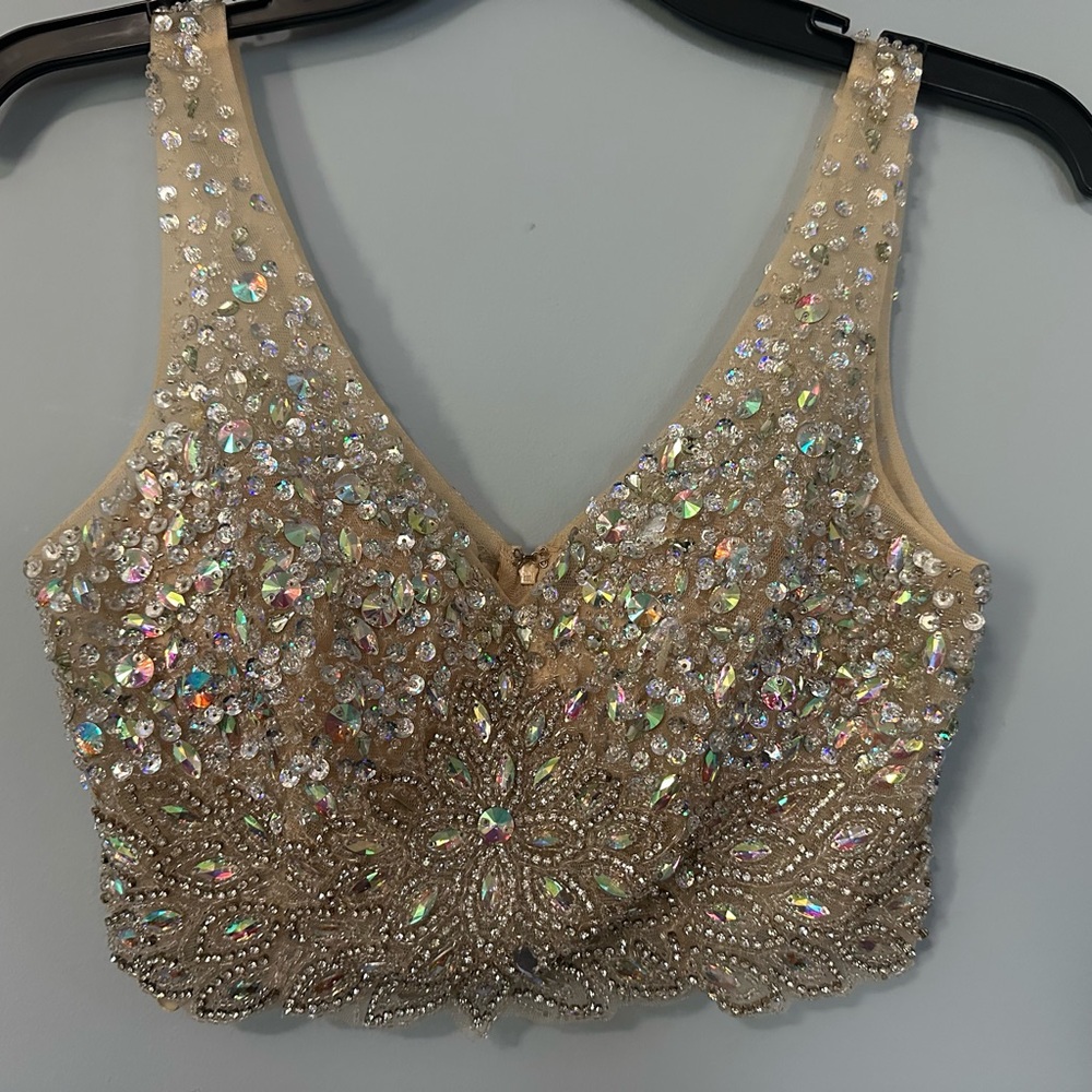 Embellished Sequin Crop Top